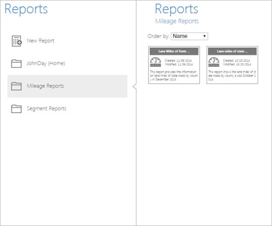 Opening a saved report configuration